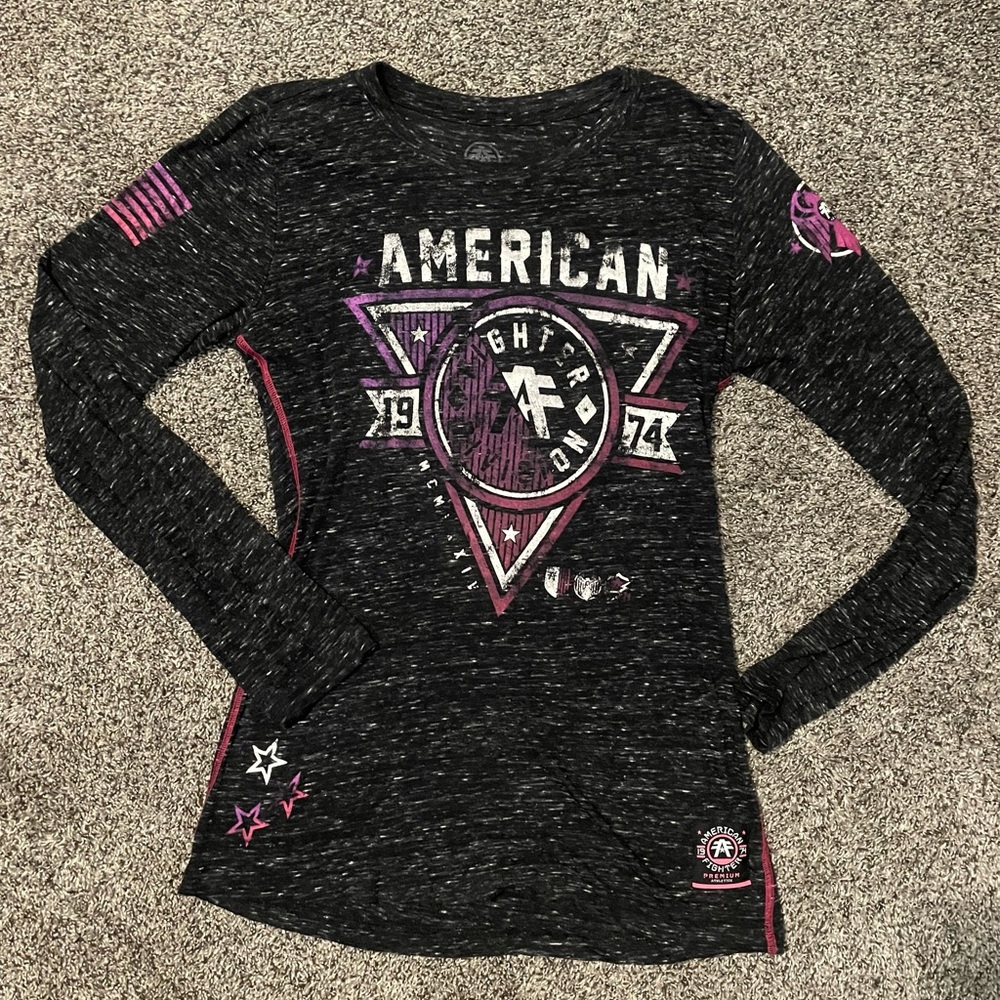 American Fighter Charcoal and White Tee